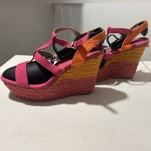 {Nine West} Orange & Pink Wedges